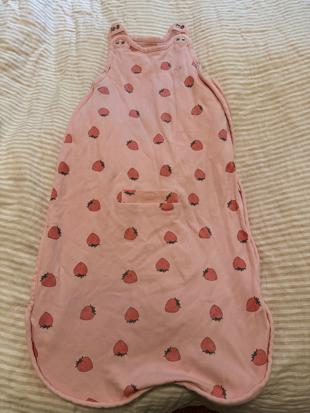 Woolino Pink Strawberry Print Baby Sleep Sack